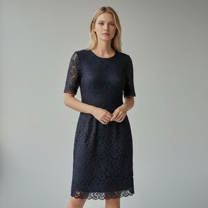 Madewell Magnolia Navy Blue Lace Midi Dress